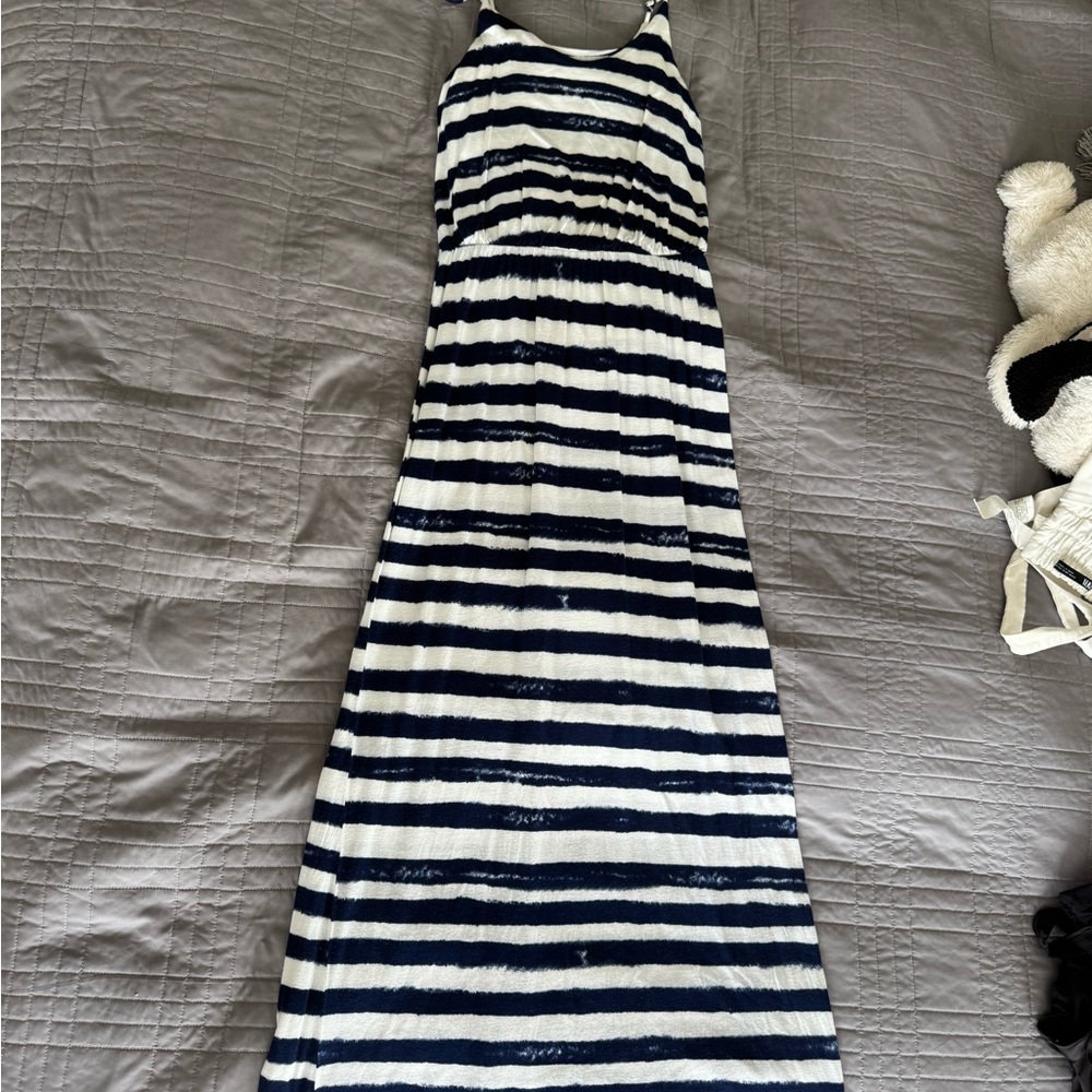 Striped Maxi Dress in Navy and White